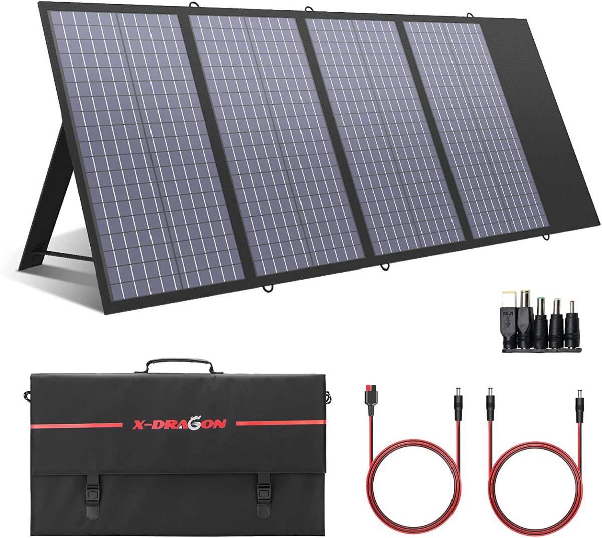 X-DRAGON ソーラーパネル 130W ソーラーチャージャー 折りたたみ式 ポータブル電源充電器 軽量 USB DC出力 防水防塵 並列直列可 高変換効率