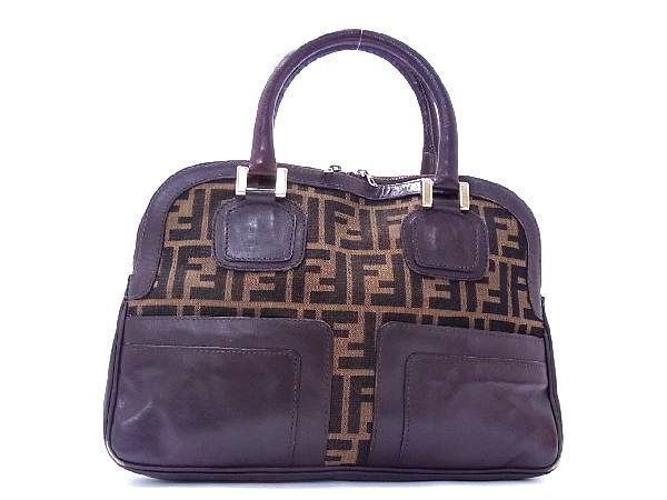 1円 FENDI フェンディ ヴィンテージ ズッカ柄 レザー×キャンバス