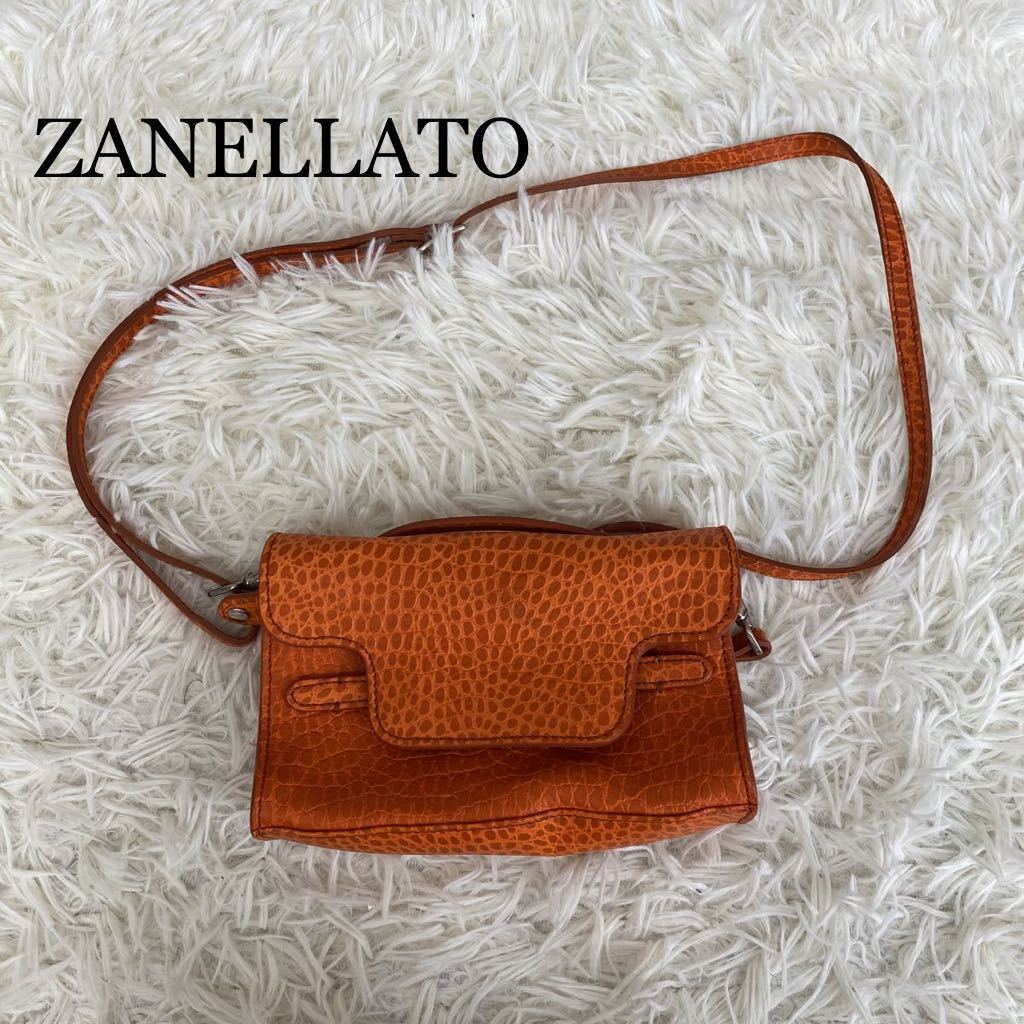 ZANELLATO POSTINA クロコ型押しレザー ショルダーバッグ ZANELLATO 