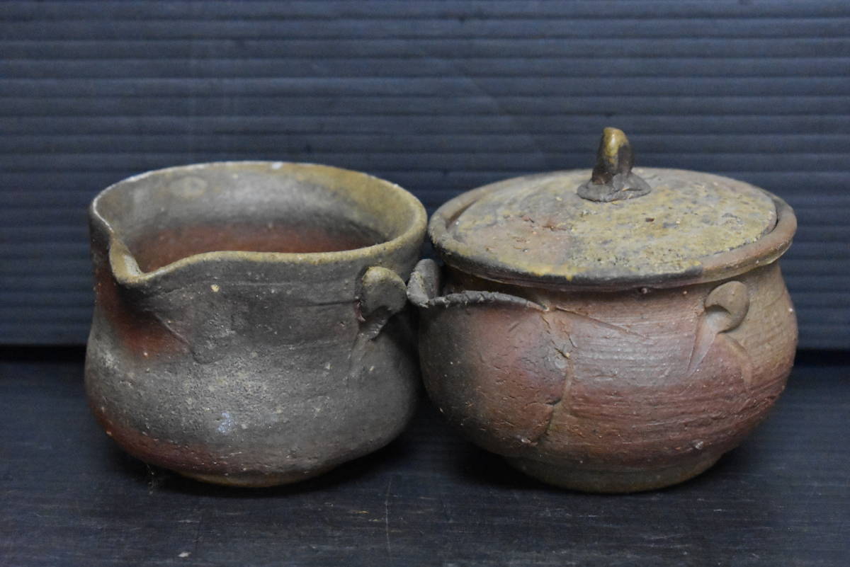 うぶ品　時代物　在銘　備前焼　手造宝瓶　湯冷　急須　煎茶道具　古美術品