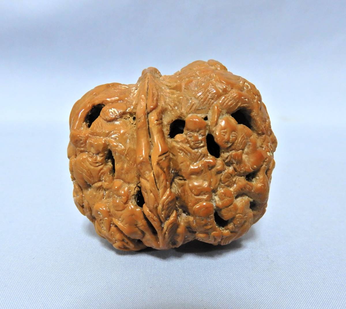 江戸時代 胡桃根付 さらさ 提物 猪牙根付 36 g 東S8-0616ア㊲