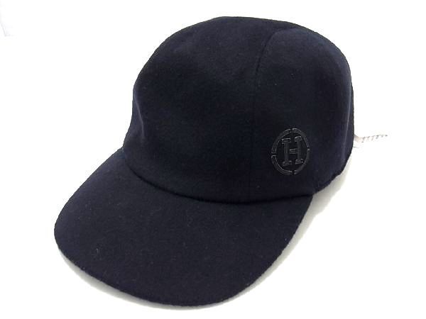 HERMERS エルメス ベレー帽 58 カシミヤ ブラック HERMES 黒 ベレー帽