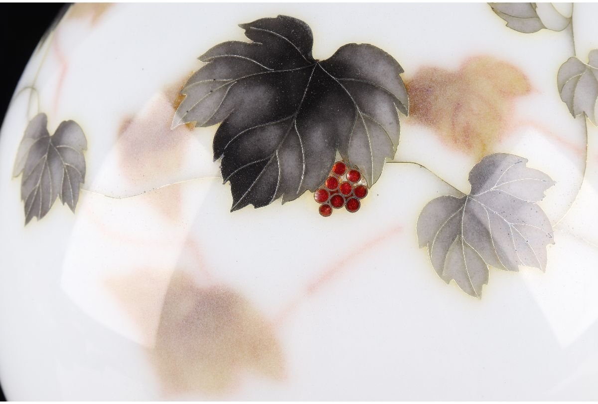 ♢尾張七宝焼 田村七宝 3代田村幸夫造 花文様花瓶 日本工芸会会員 美術