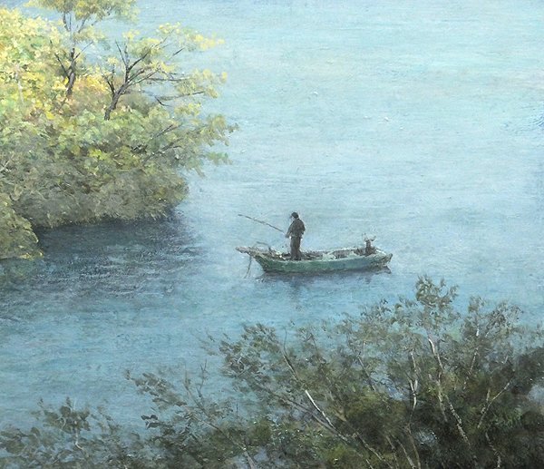 最新作，本物保証 【GLC】成田禎介 「湖の風景」 油彩10号 示現会常務