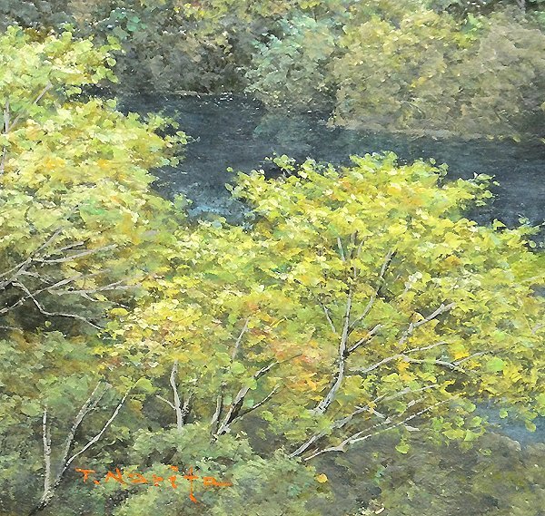 最新作，本物保証 【GLC】成田禎介 「湖の風景」 油彩10号 示現会常務