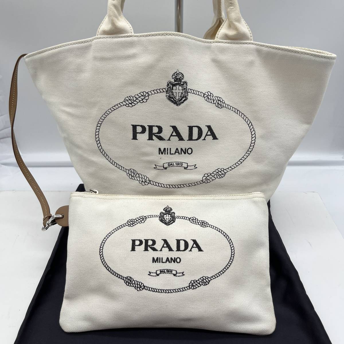 PRADA プラダ カナパ ハンドバッグ 三角ロゴ プレート キャンバス 
