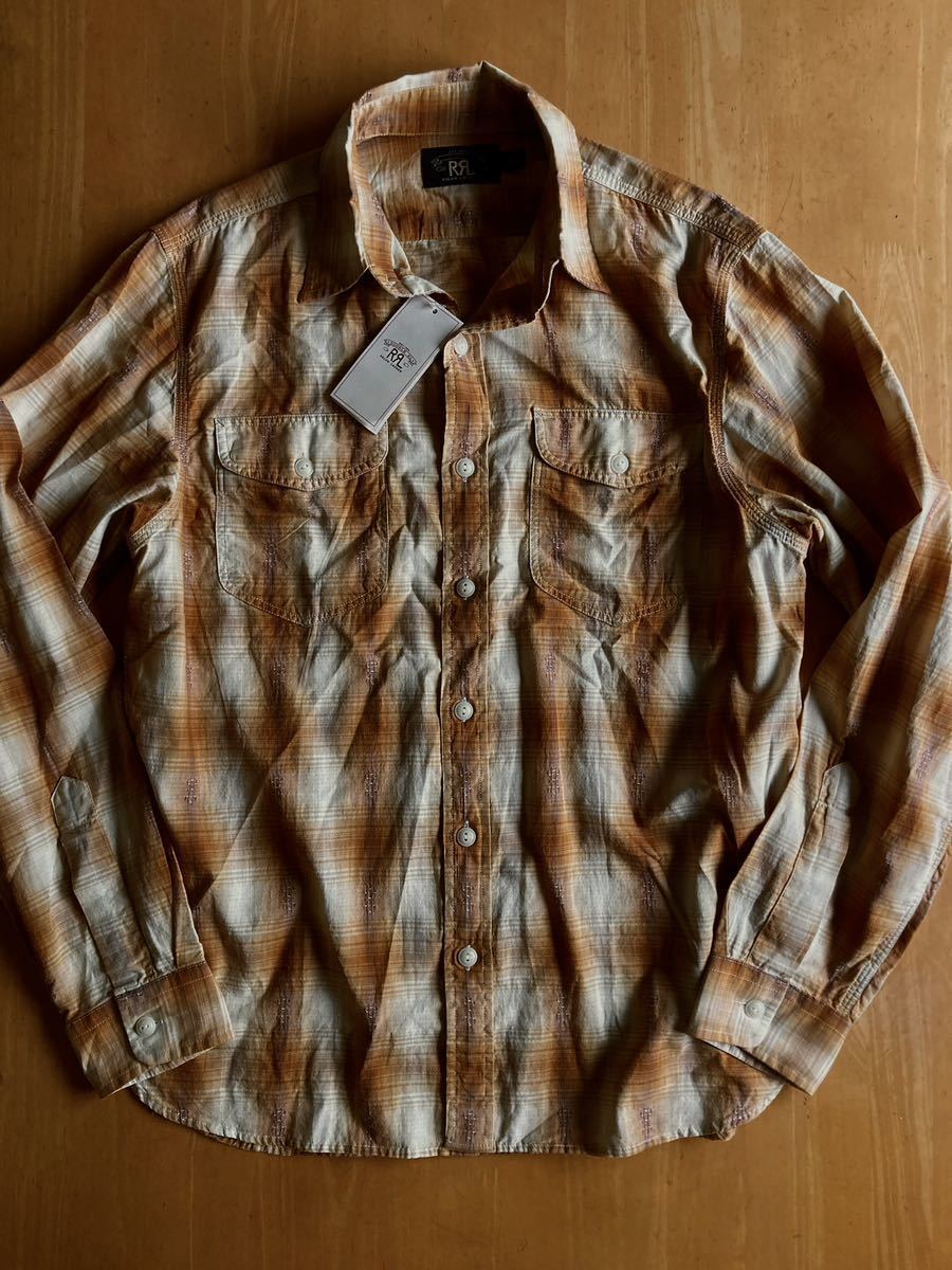 RRL 刺繍シャドーチェックワークシャツ M 未使用タグ付き 激渋オンブレチェック(ジャケットラルフローレン