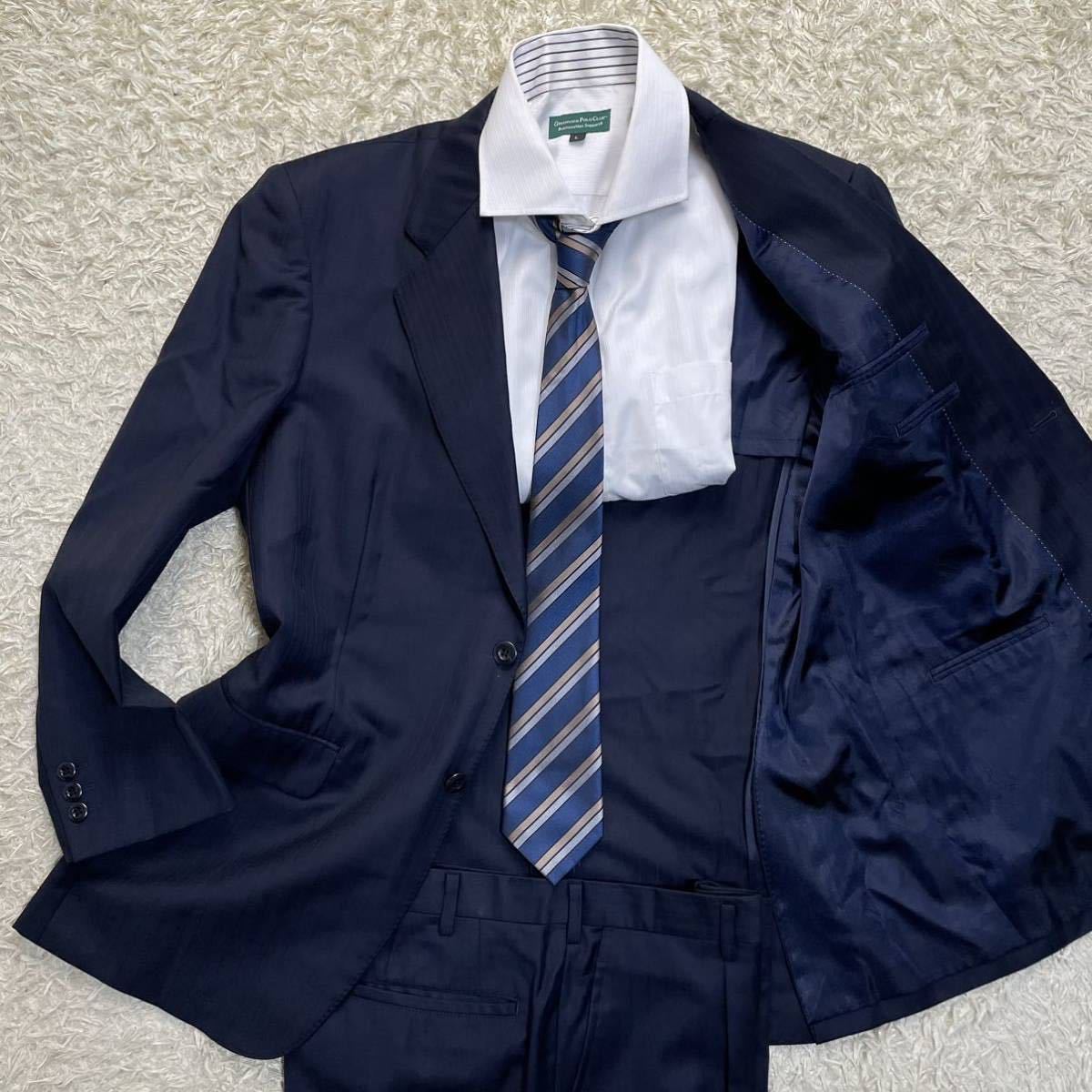 ダンヒル『紳士的佇まい』dunhill スーツ 裏地ブランドロゴ L相当 