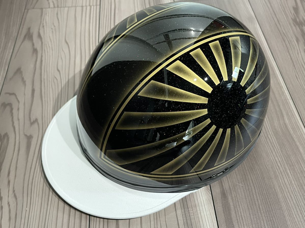 七色ラメ 富士日章 コルク半 ヘルメット 旧車會暴走族 三段シート 旭  