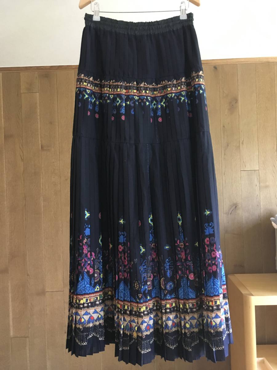 即決 美品 Sacai サカイ プリント プリーツロングスカート2 17-02939