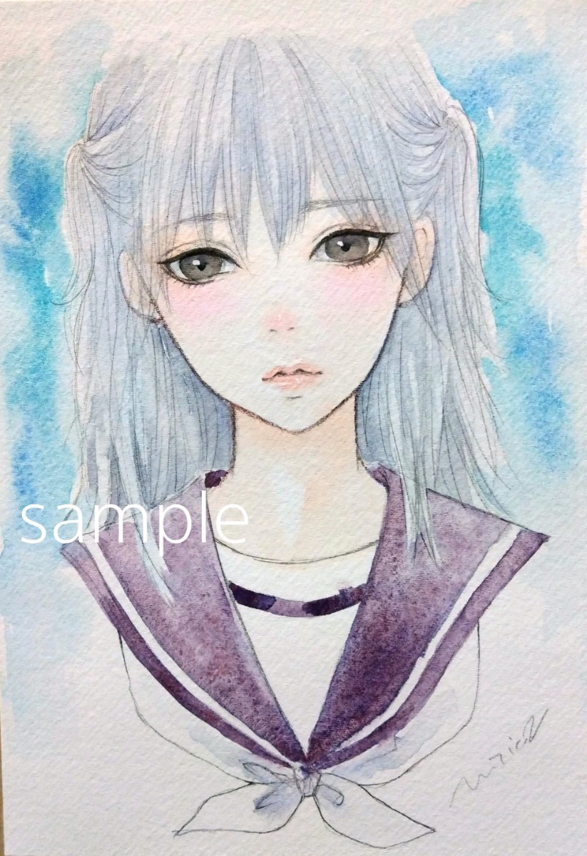 手描きイラスト オリジナルキャラ アナログ 直筆 原画 A4 コピック 美少女