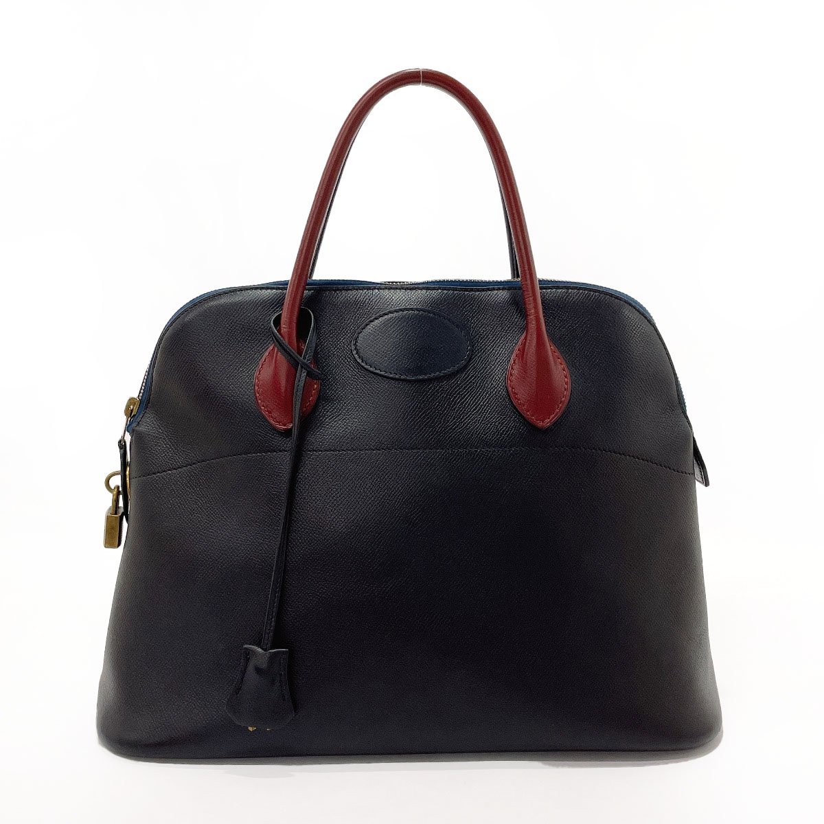 ★1円～★エルメス HERMES ハンドバッグ ボリード 35 バイカラー クシュベル ネイビー/ボルドー ○S刻印 1989年製 鍵カデナ付き