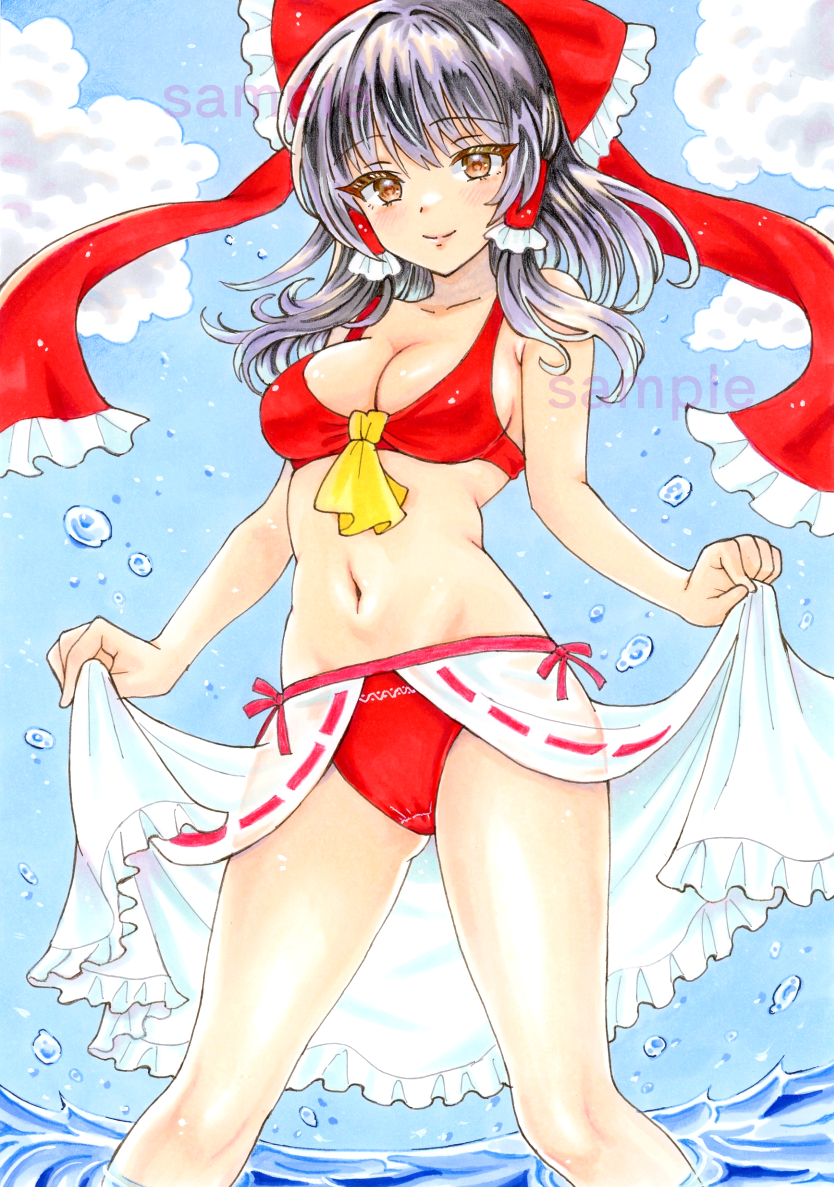 直筆同人手描きイラスト☆東方Projectファンアート☆博麗霊夢☆水着