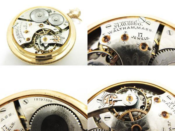 アンティーク WALTHAM ウォルサム 手巻き 17石 14K刻印 懐中時計 総