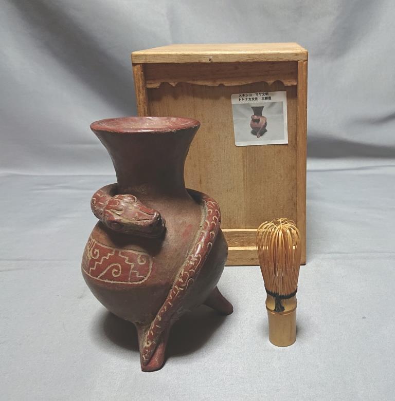 コレクター収集品 メキシコ マヤ文明 トトナカ文化（後古典期） 三脚壺 