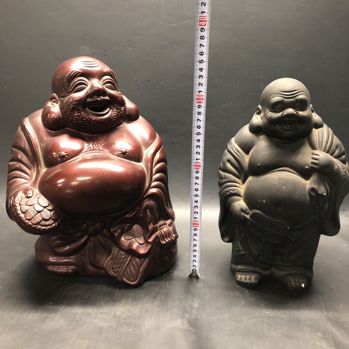 AI2514 七福神 置物 5点 まとめて 陶器 木製 木彫り 開運 金 縁起物 