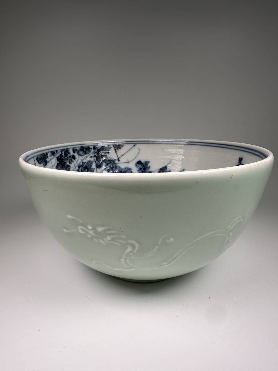 明時代 呉須鳳凰文茶碗 青花 唐物中国古玩 入手困難骨董 古美術WWTT350 