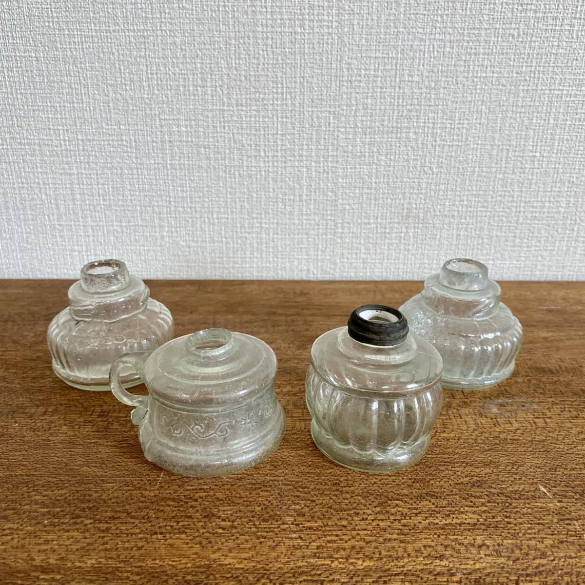 昭和初期 インク瓶 ガラス瓶 4本セット / 和ガラス インク壺 ガラス