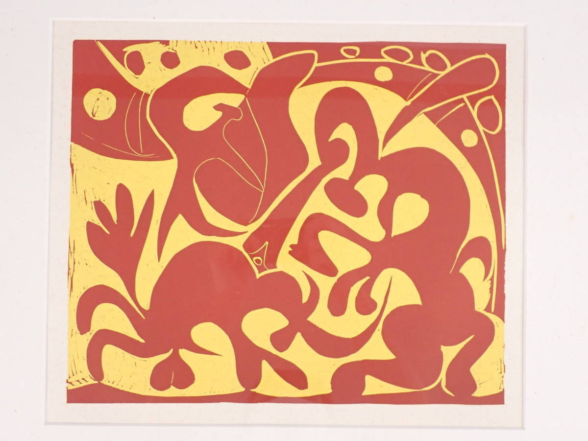 Picassoピカソ 版画リノリュウムカット 首飾りの婦人 1962年 Picasso