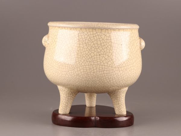 中国古玩 唐物 宋代 白磁 氷裂 瓶掛 火鉢 古作 時代物 極上品 初だし品