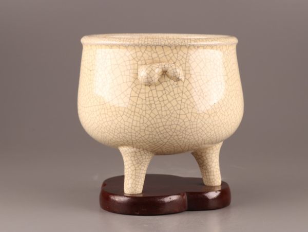 中国古玩 唐物 宋代 白磁 氷裂 瓶掛 火鉢 古作 時代物 極上品 初だし品