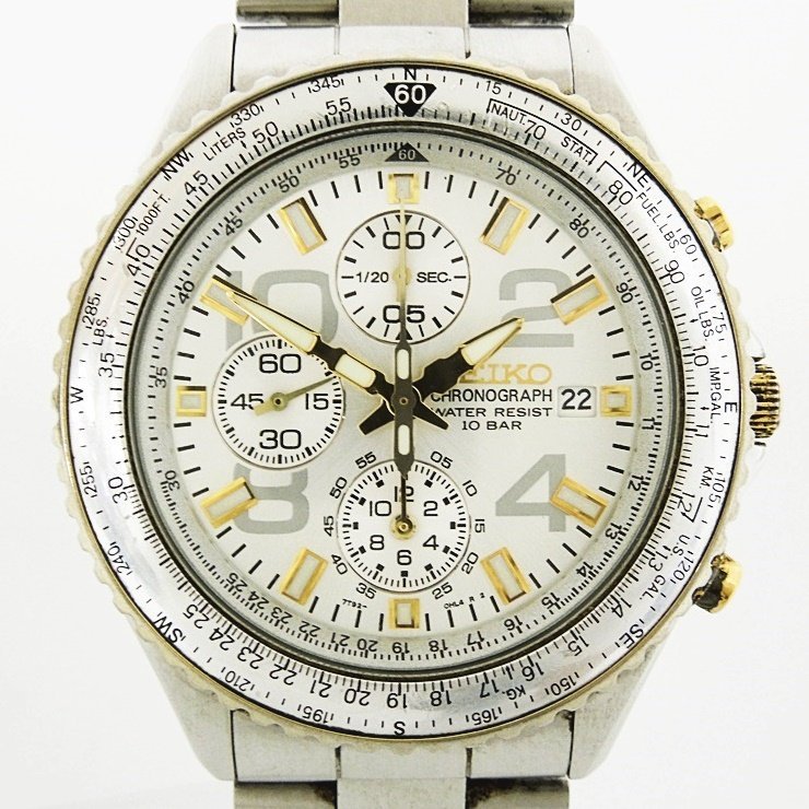 ▼ SEIKO セイコー 7T92-0CF0 641654 メンズ クオーツ 腕時計 CHRONOGRAPH クロノグラフ WATER RESIST 10 BAR