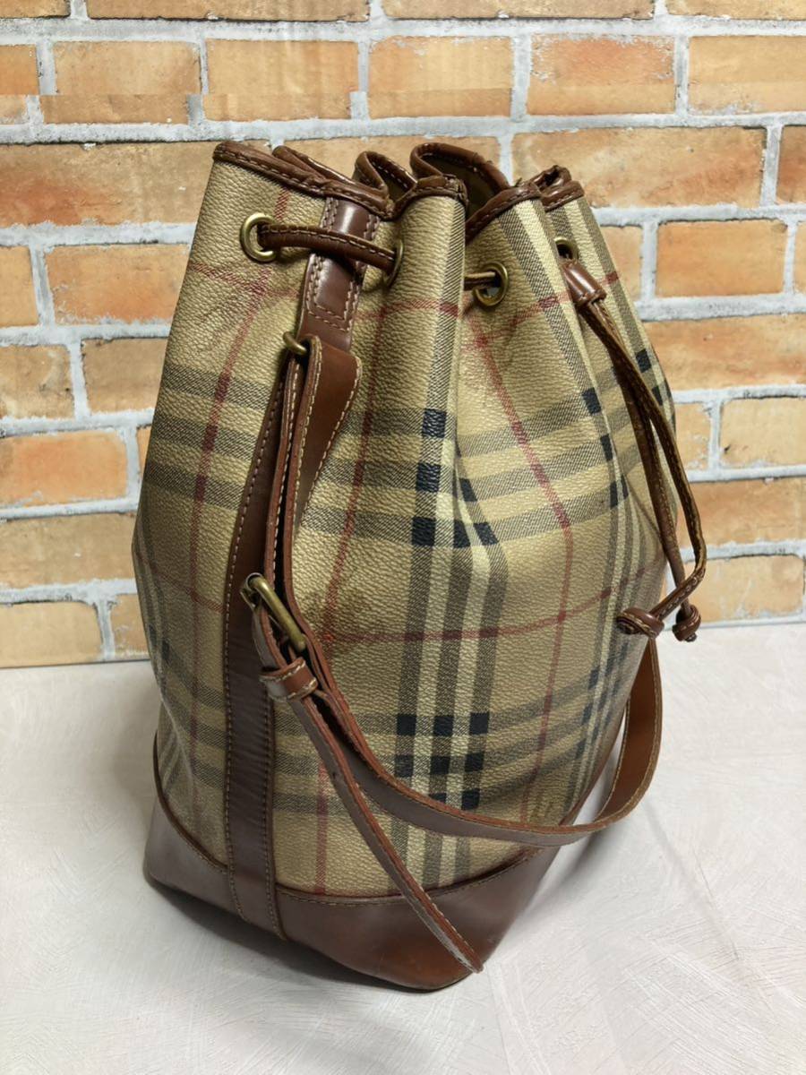 美品 BURBERRY 巾着 ショルダーバッグ 2way ノバチェック バーバリー 