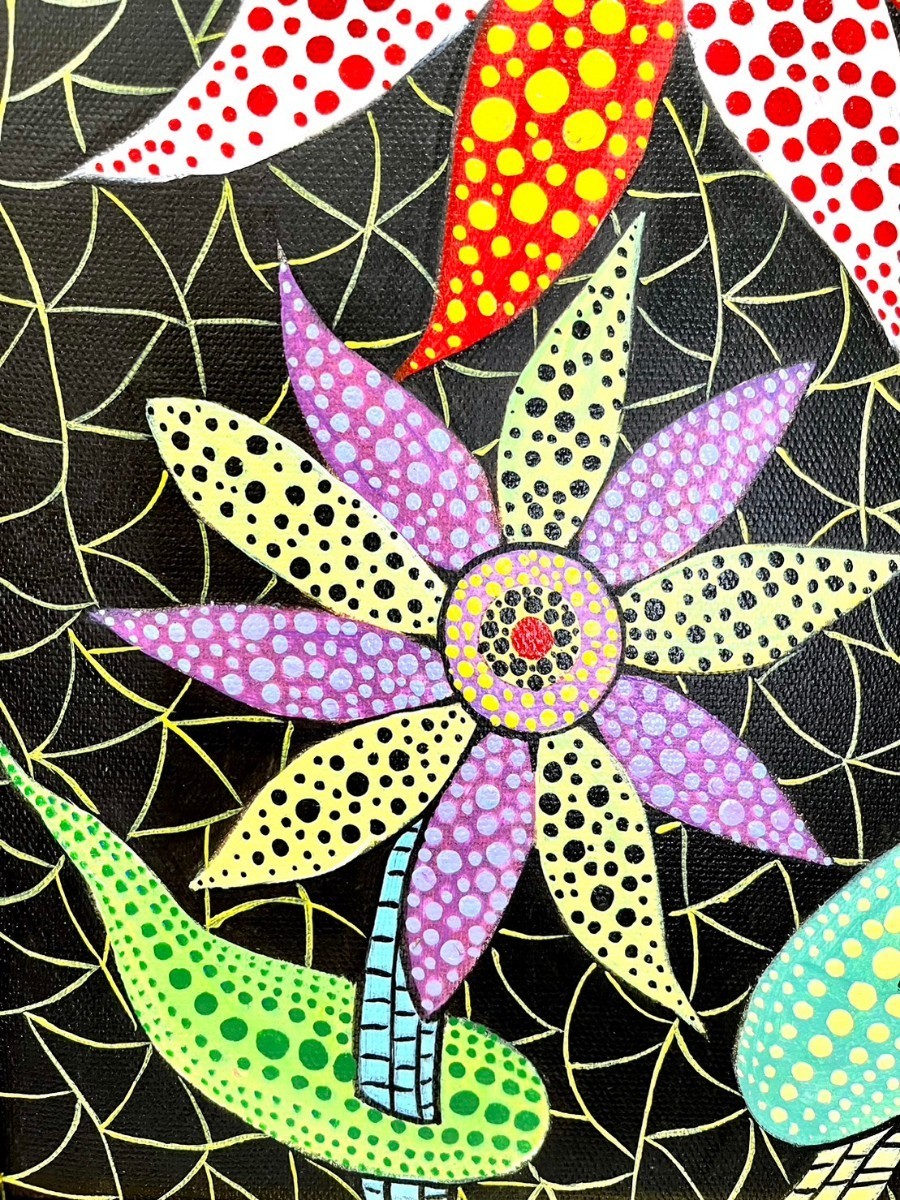代理出品/草間弥生/お花/F6号/絵画/額縁/油彩画/模写/肉筆/手書き/岡本