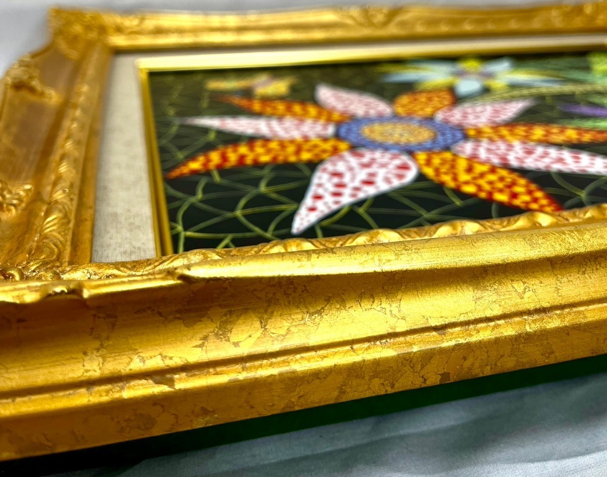 代理出品/草間弥生/お花/F6号/絵画/額縁/油彩画/模写/肉筆/手書き/岡本