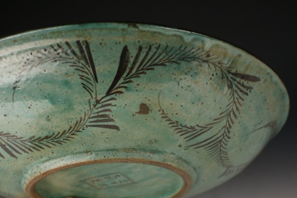 LIG】明治期 九谷焼 大日本九谷製 色絵 花鳥文大皿 27.5㎝ 古美術品 