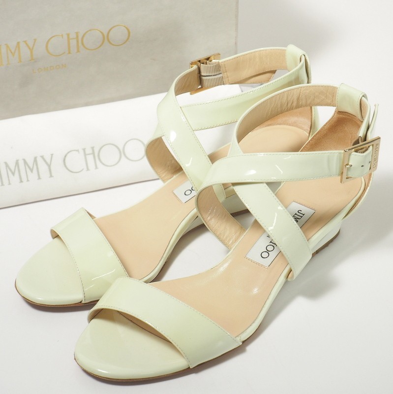 GN9425*イタリア製*JIMMY CHOO ジミーチュウ*パテントレザー*クロス