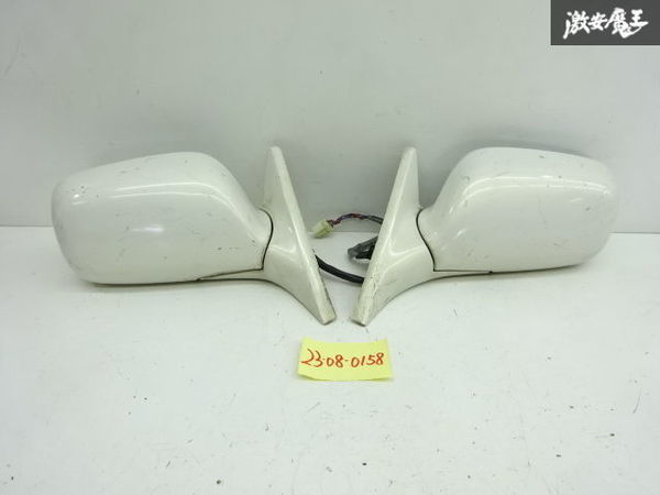 保証付 トヨタ 純正 GX100 JZX100 マーク2 ドアミラー 左右 電動格納 5ピン 動作OK MURAKAMI5551 ホワイトパール系 即納 棚13-2 GX100 JZX100 マーク2