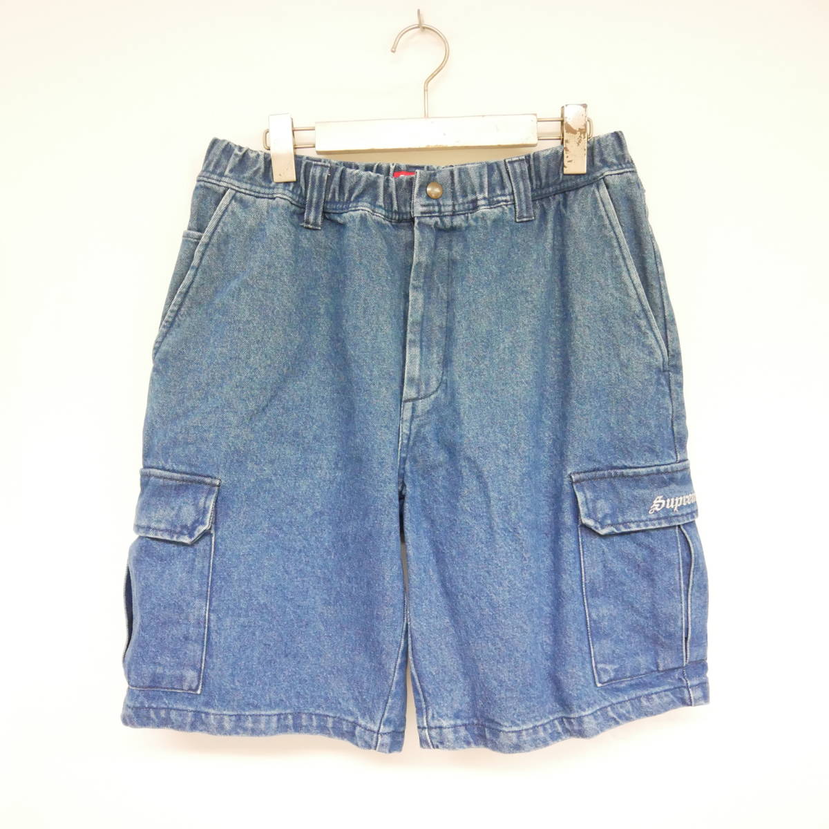 【1円】良好 国内正規 Supreme 22SS Cargo Work Short Denim カーゴワークショーツ デニムショーツ Blue ブルーデニム 32