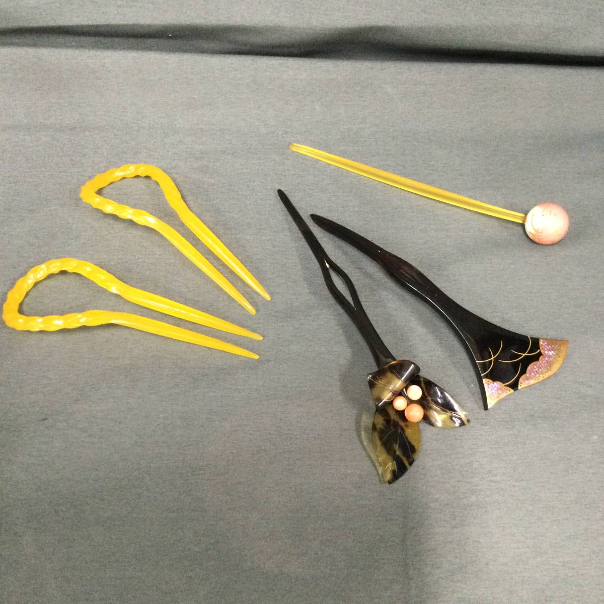 050807 GZ-04206　かんざし　和装小物　髪飾り　和風小物　おまとめ　5点　セット　着物　和風　レトロ　レディース