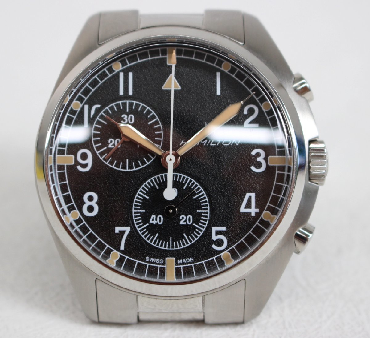 □現状品□ HAMILTON H765220 ハミルトン カーキ アビエーション クロノグラフ クオーツ メンズ 腕時計 (2744907)