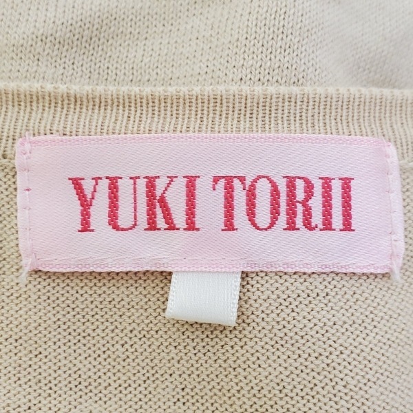 ユキトリイ YUKITORII カーディガン サイズ40 M - ベージュ×レッド