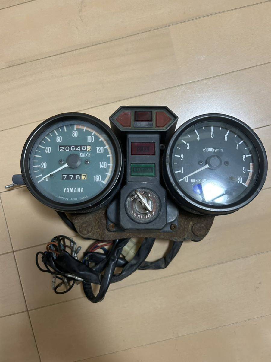 ヤマハ RD400 RD250 スピードメーター タコメーター 当時物 鍵付き