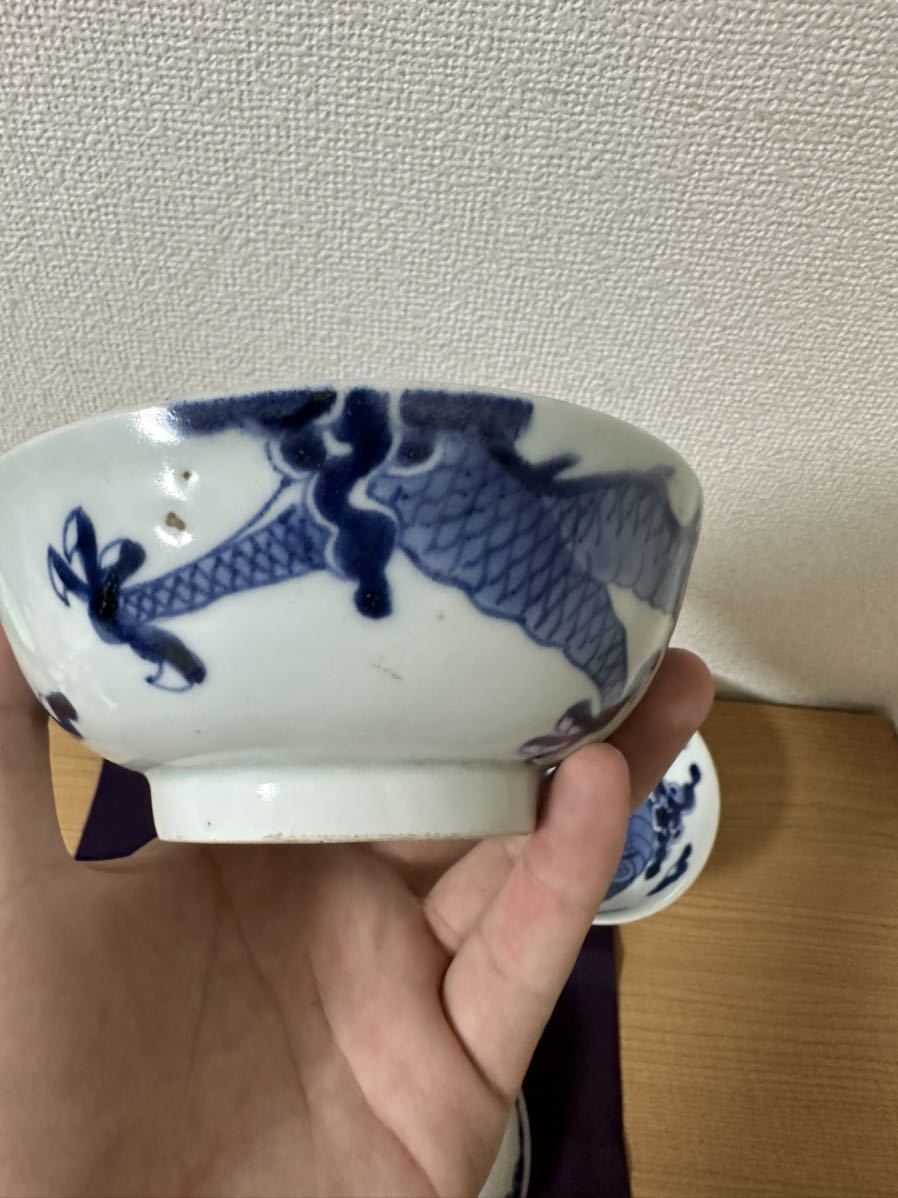 皿 5枚 古伊万里 染付 山水 江戸 窯傷 家屋 船 皿 5枚 古伊万里 染付