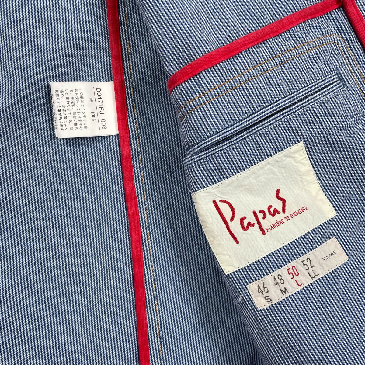 美品◇チェンジボタン◇PAPAS パパス Vintageライン ヒッコリー