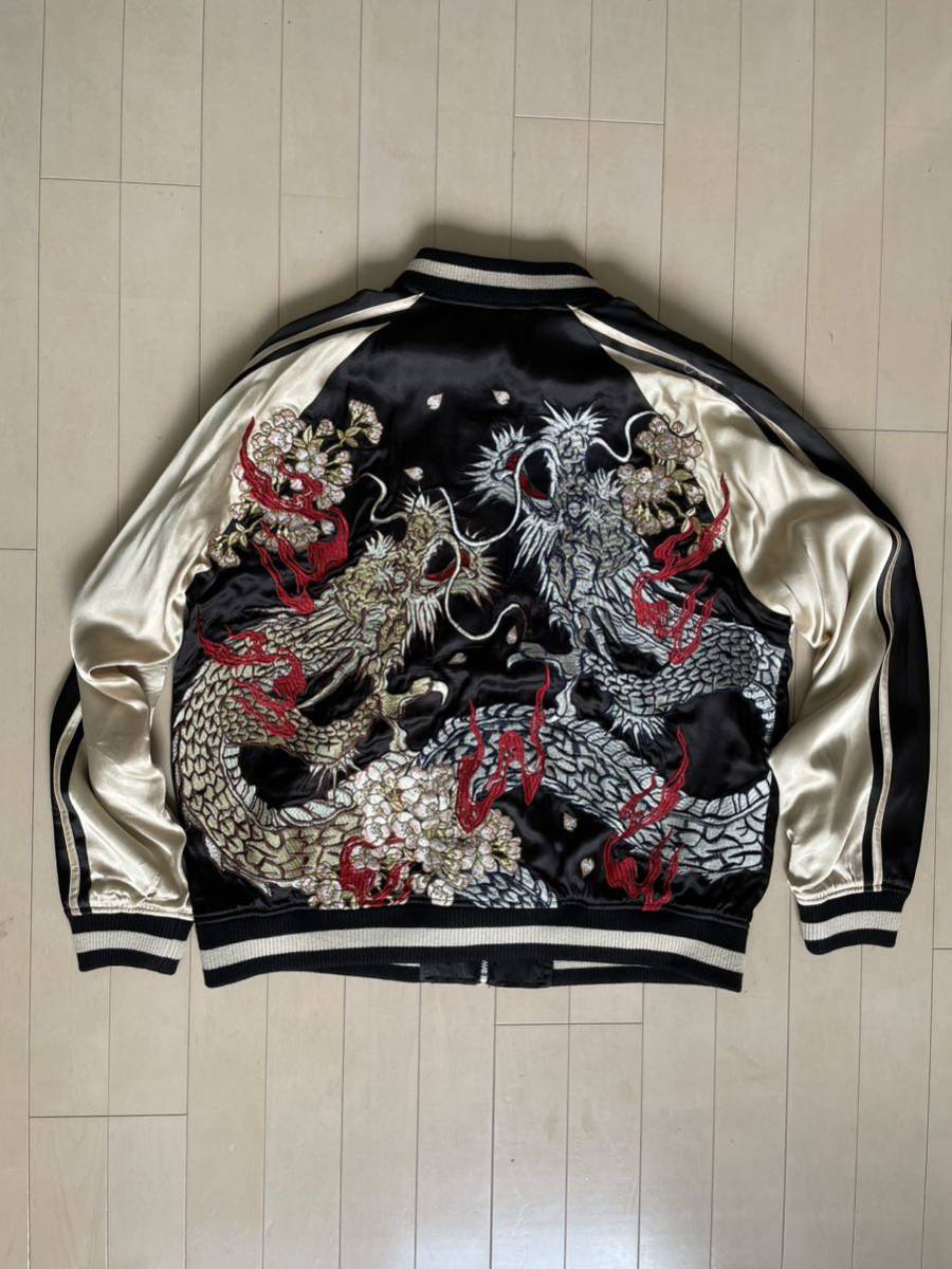 華鳥風月 スカジャン 龍 ドラゴン 桜 刺繍 XL ジャケット、上着