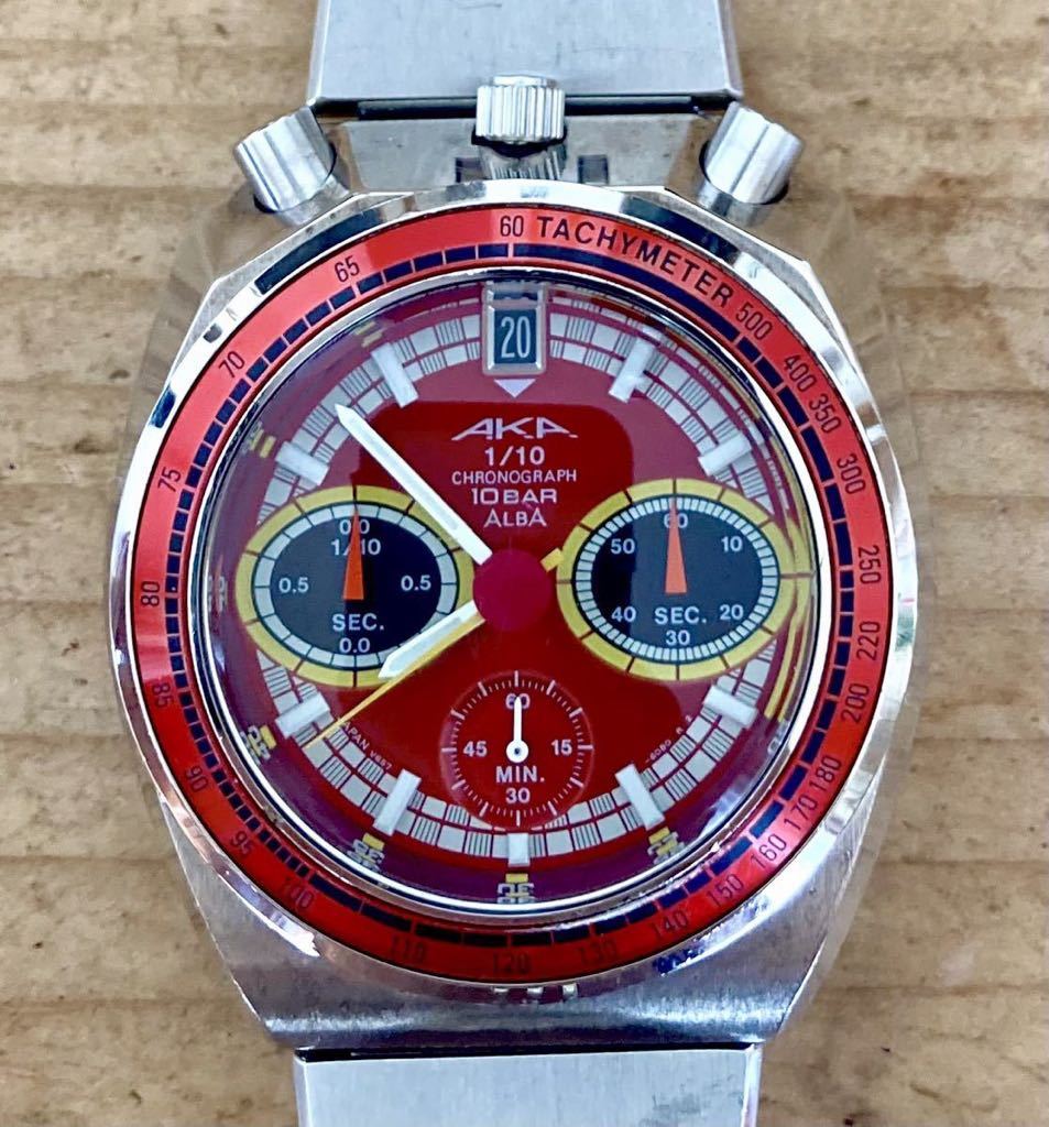 稼働品】SEIKO ALBA AKA☆クロノグラフ☆セイコー☆アルバ アカ 