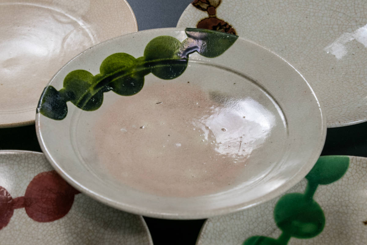 茶道具】清水六兵衛 都をどり 団子皿 五客 径13.5cm 菓子皿 5枚セット