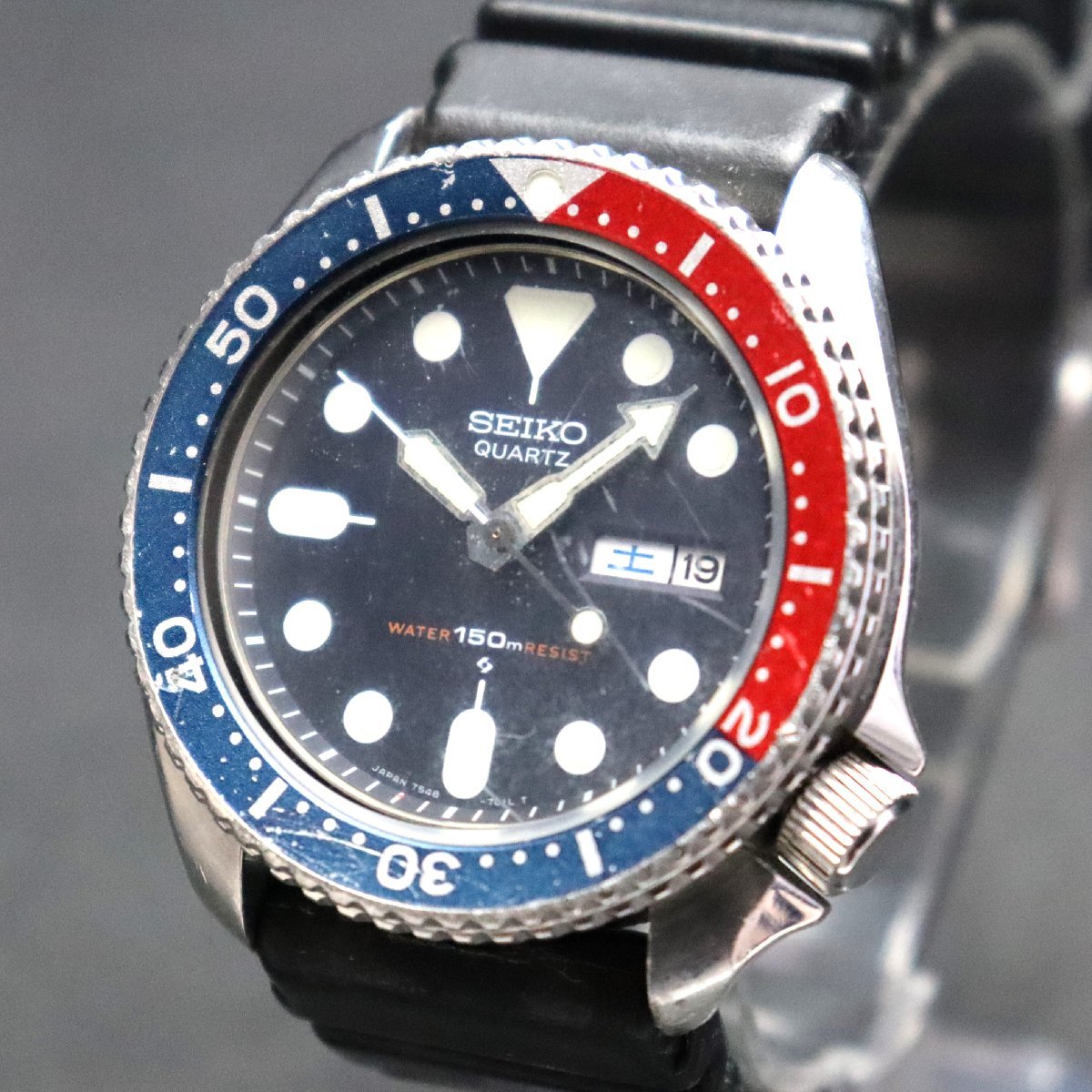 電池新品 SEIKO セイコー ダイバー 150M防水 7548-700B クォーツ 赤青 