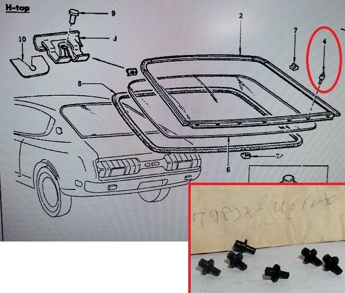 貴重な日産純正新品です！G610サメブル用リヤーウインドロアモール固定