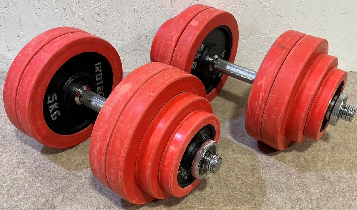 IROTEC/アイロテック ラバー付きダンベルプレート＆シャフト 計60kg