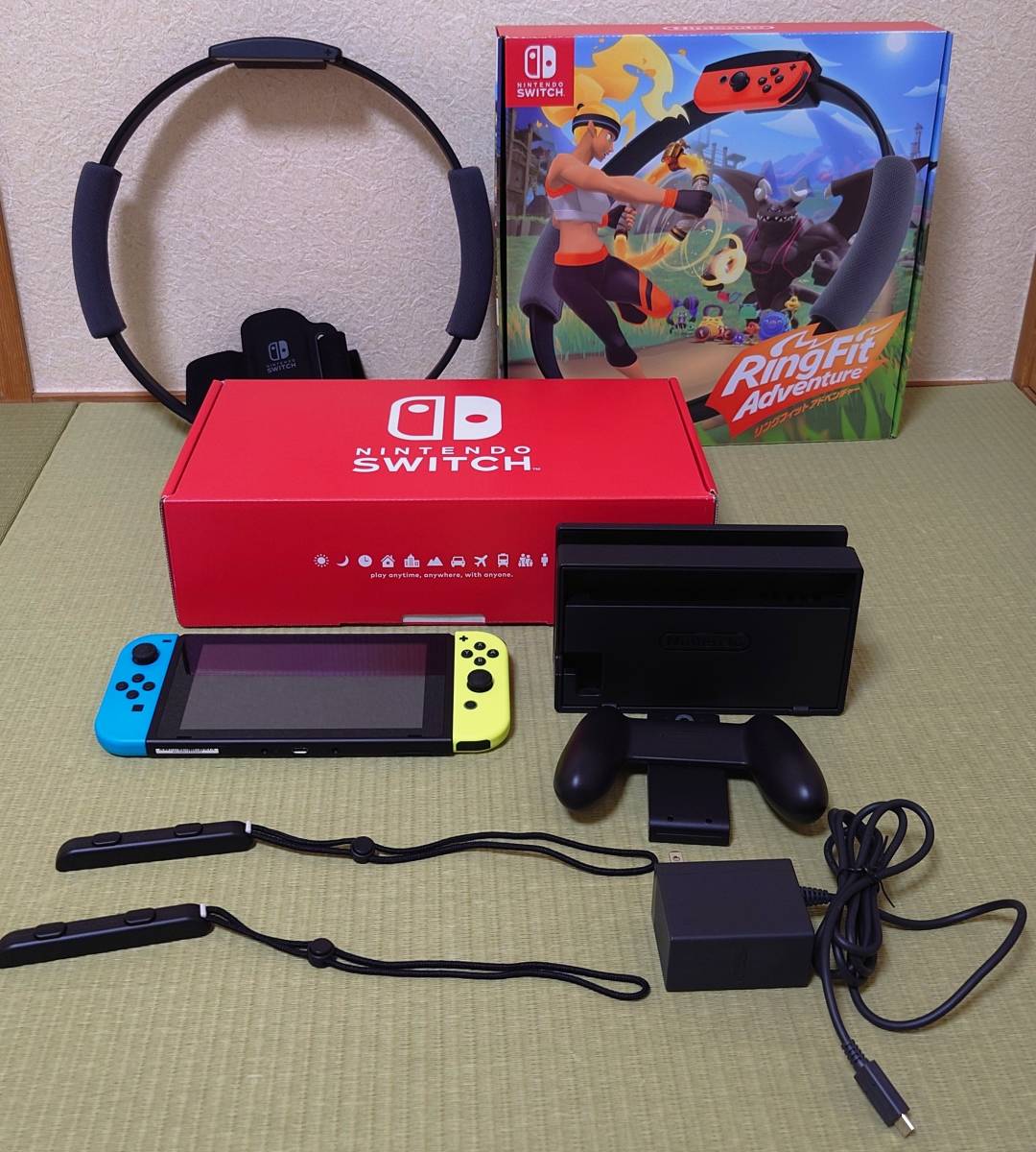 ☆USED美品!Nintendo Switch(Joy-Con(L)ネオンブルー/(R)ネオンイエロー)リングフィットアドベンチャー本体のみ、ソフトなし☆
