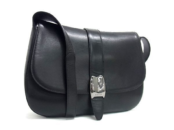 1円 ■美品■ BALLY バリー レザー ワンショルダーバッグ ハンドバッグ 肩掛けかばん レディース ブラック系 AQ2987