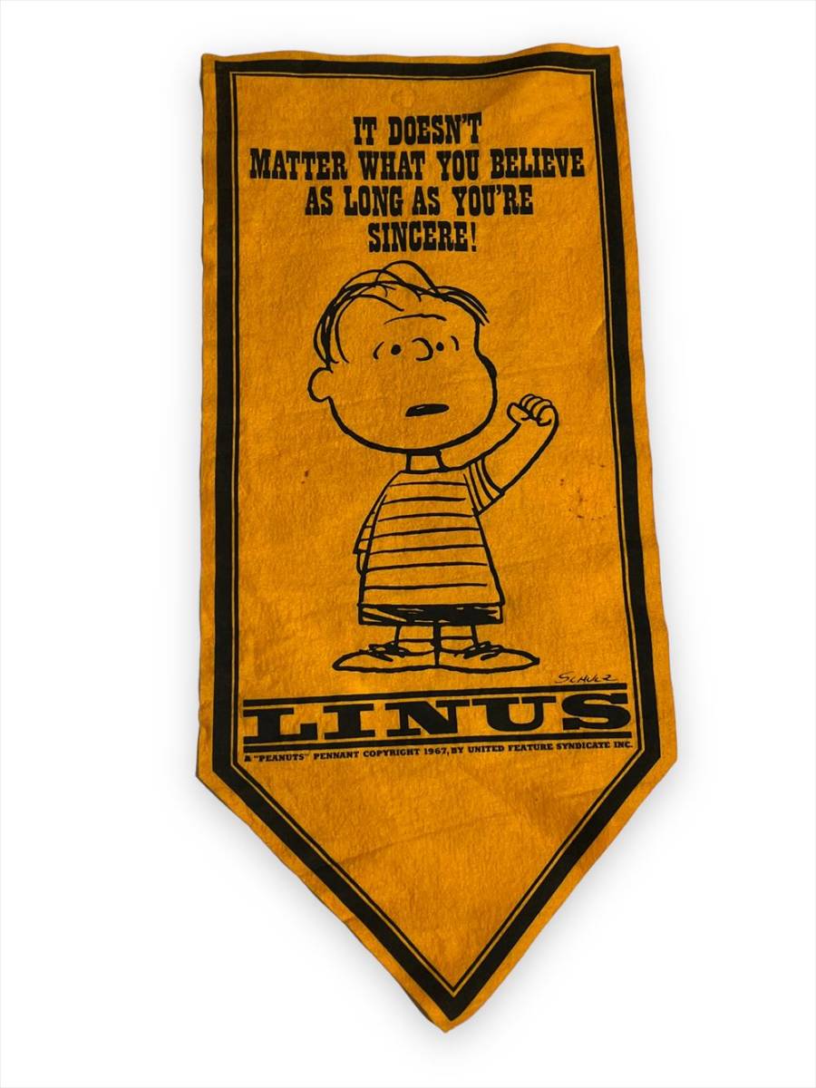 ヴィンテージ スヌーピー バナー　ライナス Determined - Peanuts 70s I Etsy Productions of Vietnam Linus