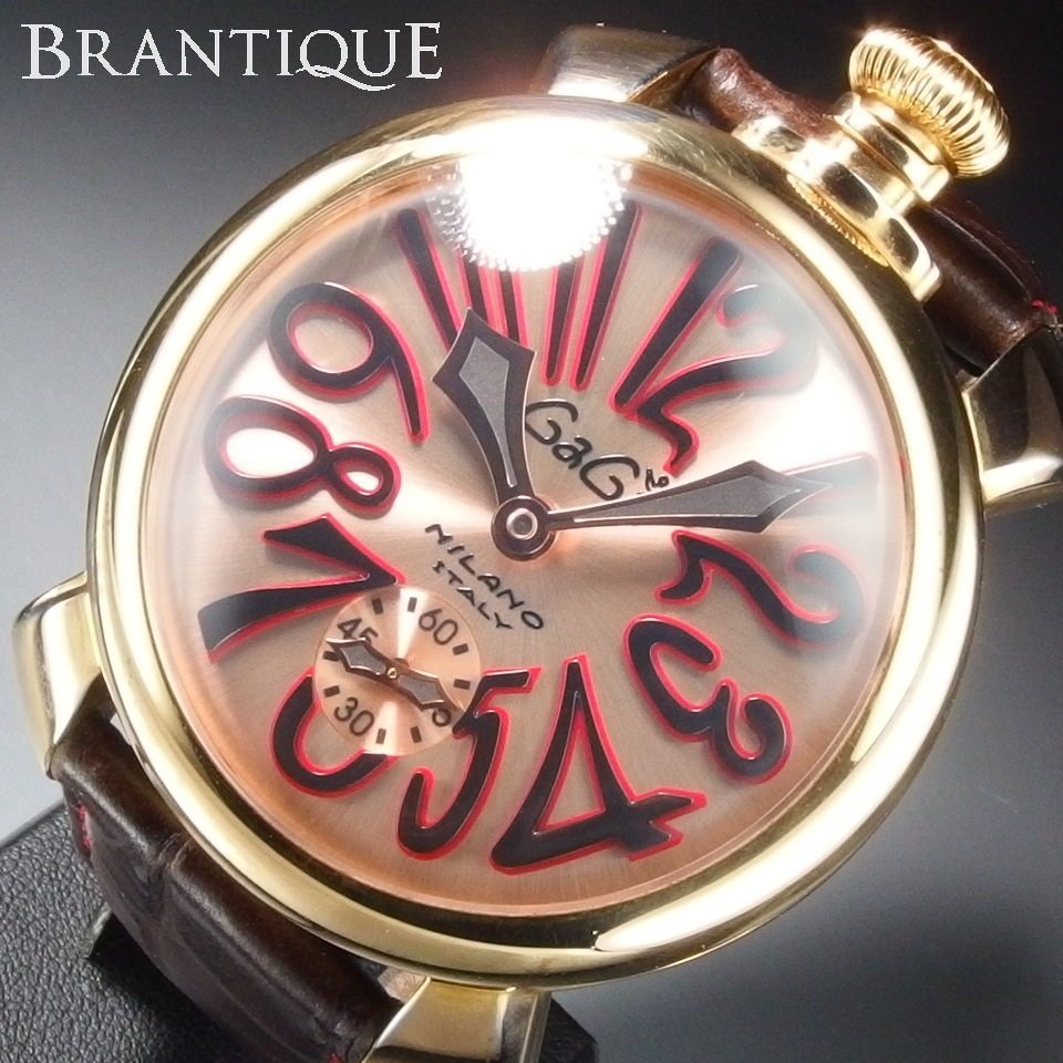 GaGa MILANO ガガミラノマヌアーレ腕時計48 ピンクゴールド