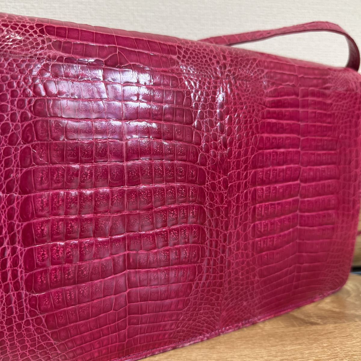 1円〜 美品 COMTESSE コンテス シャイニー クロコ ハンドバッグ 2way 